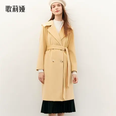 歌莉娅大衣女冬季设计感海军领今年流行中长款外套女1ASH6E0U0图片