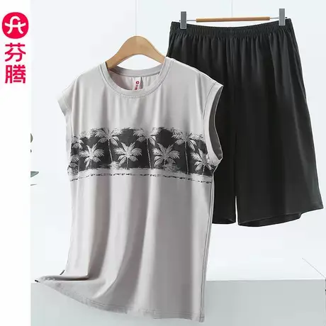 芬腾无袖睡衣男士夏季纯棉背心短裤套装夏款可外穿运动家居服套装商品大图