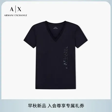 ARMANI EXCHANGE/阿玛尼2025夏季新款女士全棉V领短袖纯色T恤官方商品大图