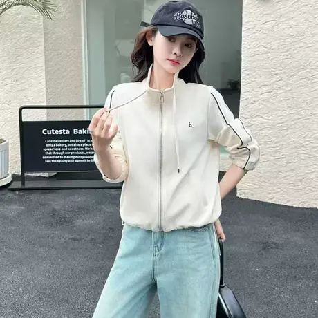 拉夏贝尔立领宽松美式复古工装休闲短外套女春秋小个子夹克冲锋衣图片