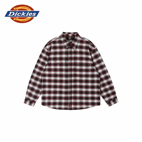 Dickies25秋冬新款 胸前带盖口袋格纹工装长袖衬衫 男女情侣商品大图