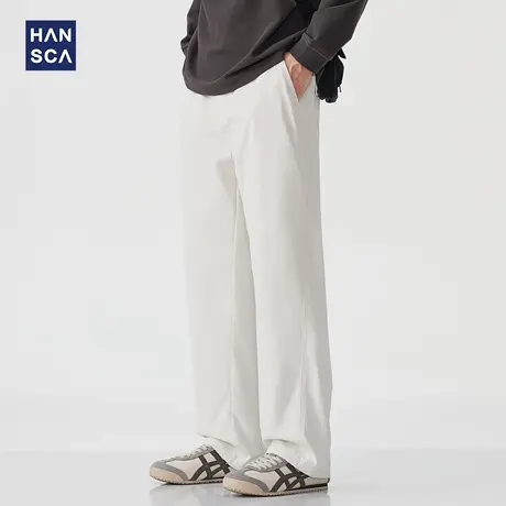 hansca290g米白色宽松休闲裤男秋季2025新款直筒垂感保暖抗皱长裤商品大图