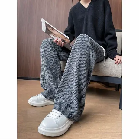 时尚休闲裤2024年秋季新款女秋冬高腰显瘦宽松通勤直筒阔腿长裤商品大图