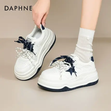 达芙妮小白鞋女2025新款春秋厚底增高女鞋百搭面包鞋休闲星星板鞋商品大图