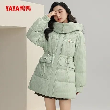 【鸭鸭甄选】鸭鸭羽绒服女士2024冬季新品中长款连帽时尚休闲鸭绒商品大图