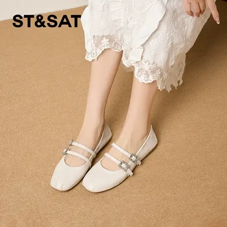 星期六复古玛丽珍鞋女2026新款春季双扣带软底鞋透气百搭芭蕾舞鞋商品大图