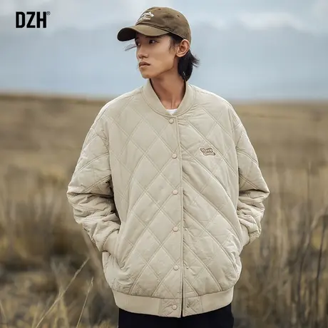 男生卡其色菱形格棉衣男冬季加厚男士棒球服棉袄外套情侣棉服夹克商品大图