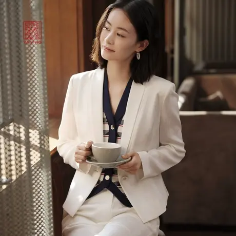 [真丝系列]EP雅莹高端系列 国风通勤收腰西装外套 商场同款1125A商品大图