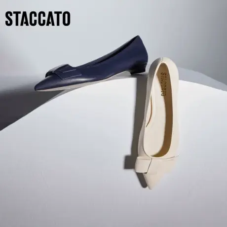 思加图新款优雅通勤尖头单鞋平底鞋软底浅口女鞋9A925CQ3商品大图