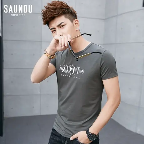 t恤男短袖韩版夏季上衣服圆领修身半袖男生黑色体恤衫夏装丅恤潮商品大图