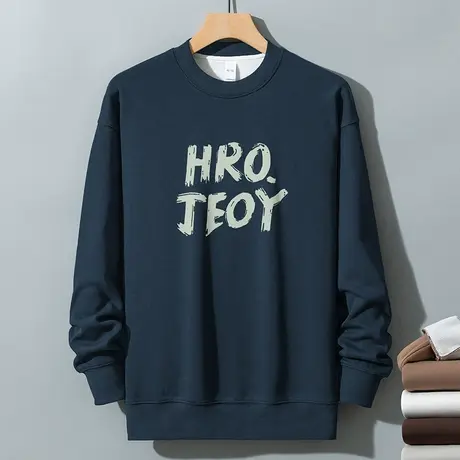 350g重磅日系卫衣男秋冬款宽松长袖t恤摇粒绒加厚保暖无帽上衣服商品大图