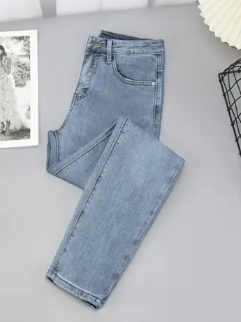 *捡漏外贸春秋装韩版高腰宽松直筒裤牛仔裤女显瘦潮流百搭商品大图