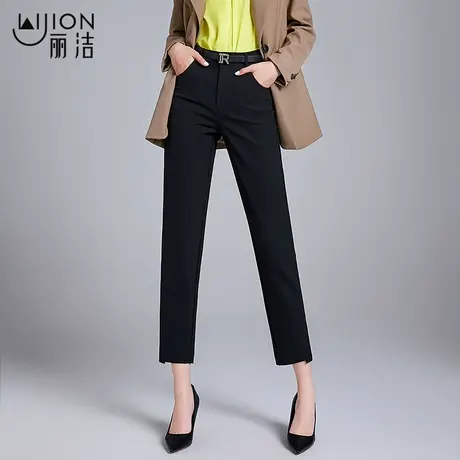 丽洁女裤休闲西装裤女2023年秋季新款修身显瘦直筒裤小个子九分裤商品大图