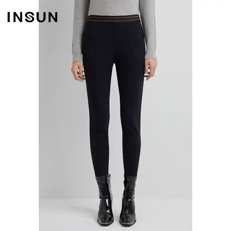 INSUN恩裳线上专选冬季笔直烫缝线显腿长直筒休闲裤图片