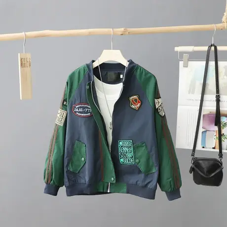 韩范洋气撞色棒球服女秋装2023年新款贴图高级感短款夹克外套上衣图片