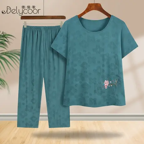 妈妈棉绸夏装2023新款套装中老年女装奶奶装老人夏天衣服短袖上衣商品大图