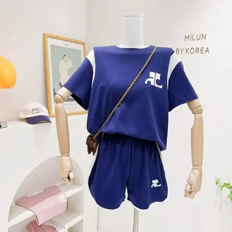 小个子套装夏季韩国东大门短袖T恤阔腿裤运动休闲两件套欧货宽松商品大图