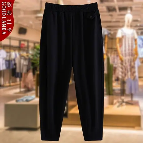 40-50岁中年妈妈春装2023新款加肥加大码松紧腰显瘦休闲哈伦裤子商品大图