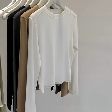 洋气减龄内搭纯棉打底衫女初秋百搭韩版修身显瘦长袖T恤上衣ins潮商品大图