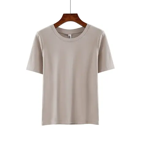 夏季新款韩版纯白圆领宽松休闲纯色短袖体恤上衣内搭女打底衫T恤商品大图