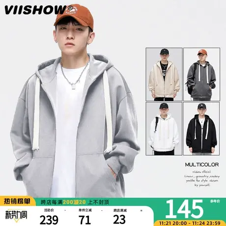 VIISHOW卫衣男潮流美式休闲夹克oversize潮牌男装高级感痞帅外套商品大图