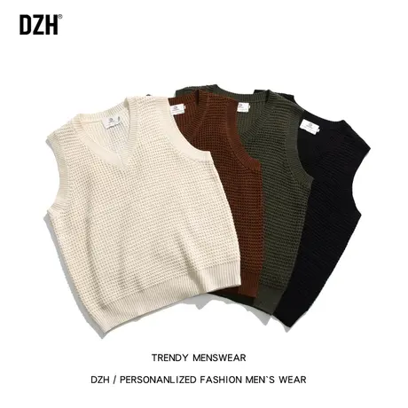 男士无袖针织背心男秋季外穿宽松新款上衣奶fufu慵懒毛衣美式坎肩商品大图