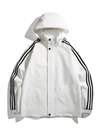 连帽夹克外套男春秋款三条杠冲锋衣潮牌男士春季休闲上衣褂子潮流商品大图