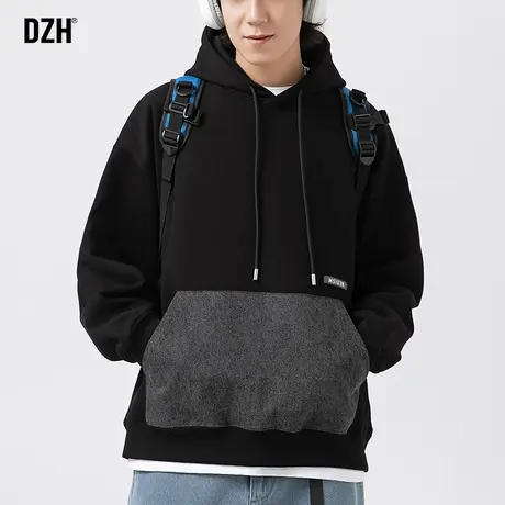 男士连帽卫衣男春秋款宽松长袖上衣2023新款潮男装衣服打底衫外套商品大图