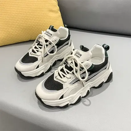 老爹鞋女春夏增高2024年新款网面透气百搭ins超火休闲厚底运动鞋商品大图