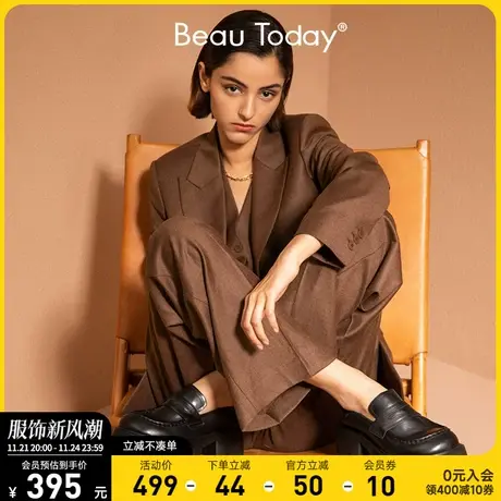 BeauToday厚底乐福鞋女春秋英伦风小皮鞋增高鞋黑色单鞋jk鞋女鞋商品大图