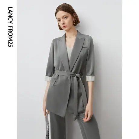 朗姿通勤休闲小西装正装夏季新款西服上衣女士薄款外套商场同款图片