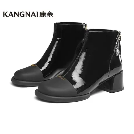 康奈女靴商场同款冬季新款薄绒方跟时装靴中跟气质女靴子11438415图片