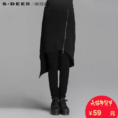 sdeer圣迪奥女2017冬装时尚先锋主义假两件不规则长裤S14480890商品大图