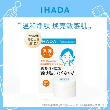 【38活动立减】资生堂IHADA乳霜面霜20g补水绷带修复屏障滋润保湿商品大图
