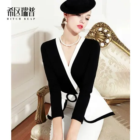 高端名媛气质职场职业连衣裙2023秋冬女装修身正装小礼服图片