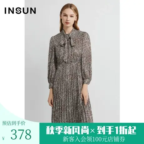 恩裳春秋时尚立体压褶工艺下摆潮流通勤波点连衣裙图片