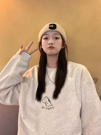 纯棉美式宽松运动卫衣女春秋装韩版休闲加厚薄款加绒拉链开衫外套图片