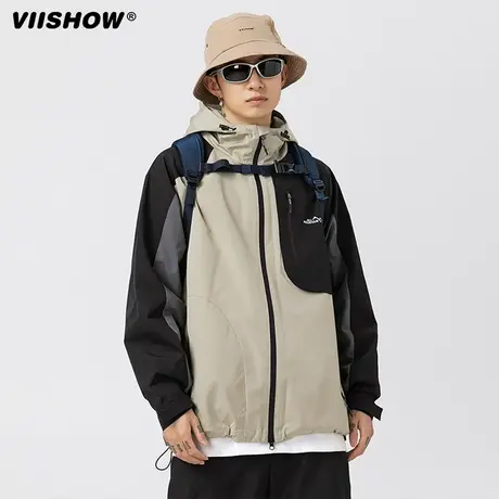 VIISHOW秋冬新款港风外套户外机能防水防风撞色工装夹克冲锋夹克图片
