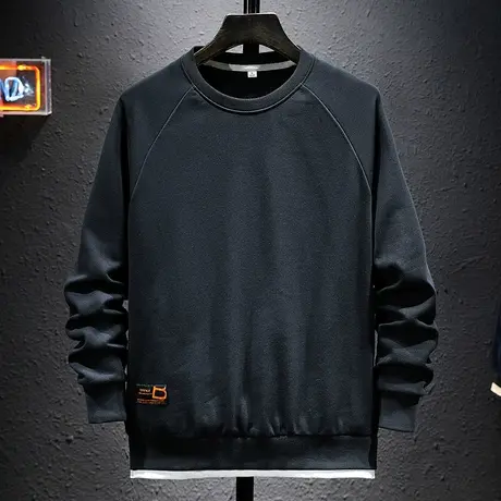 秋季卫衣男潮牌日系韩版套头百搭男士休闲大码假两件男装衣服圆领商品大图