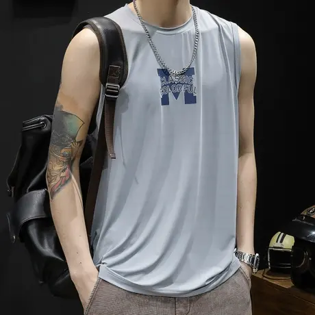 轻薄冰丝背心男夏季坎肩男士t恤无袖跨栏运动健身篮球男款大码夏图片
