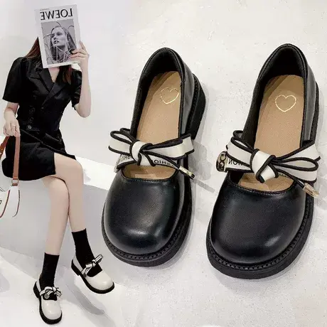 小皮鞋女夏秋日系圆头可爱学生薄款百搭软妹蝴蝶结制服jk娃娃鞋子商品大图