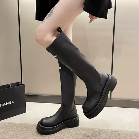 欧洲站短筒女靴子2023夏季爆款厚底增高小个子马丁靴女款高筒长靴商品大图