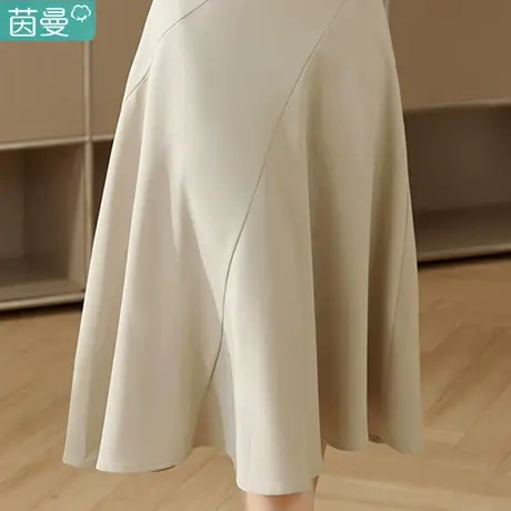 茵曼旗舰店2023春女新款法式通勤中高腰梨形遮胯显瘦鱼尾半身裙商品大图