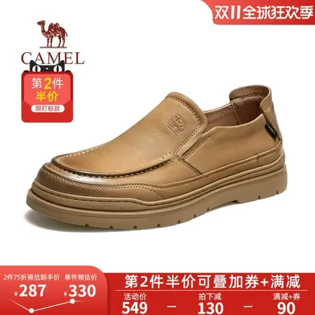 骆驼2023年秋季新款牛皮缓震按摩软底舒适耐磨防滑休闲乐福鞋男士商品大图