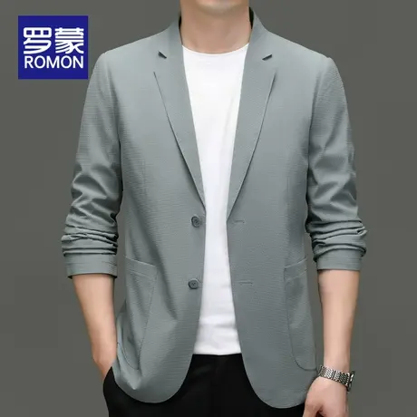 罗蒙春秋季休闲小西装外套男士西服2024新款商务帅气单西上衣服潮图片