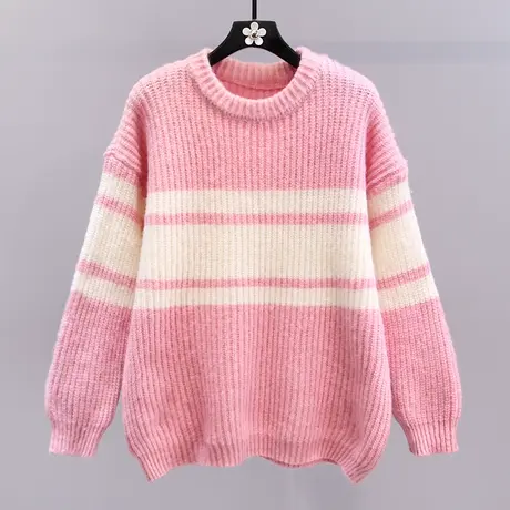 小香风条纹套头毛衣女秋冬2023新款宽松慵懒风高级感针织衫上衣商品大图