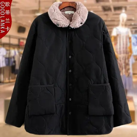中老年棉衣女加肥加大码胖妈妈棉袄外套2022冬季新款加绒保暖棉服图片