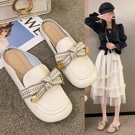 一脚蹬包头半拖鞋女外穿2023年夏季新款凉拖平底软底凉鞋单鞋女鞋商品大图