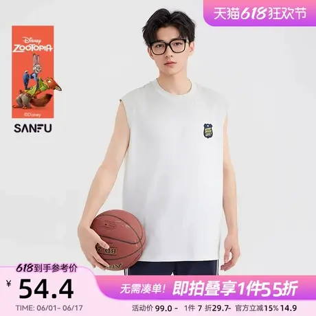 【疯狂动物城】三福2025夏季男士绣标宽松圆领背心男499936图片