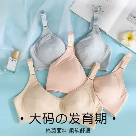 大胸显小文胸薄搭扣学生内衣女显胸小无钢圈大码少女高中生文胸罩图片
